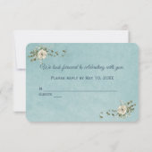 Invitation Mariage Heart RSVP Sur Aqua (Dos)