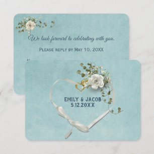 Invitation Mariage Heart RSVP Sur Aqua