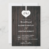 Invitation Mariage Heart Rustic Wood (Devant)