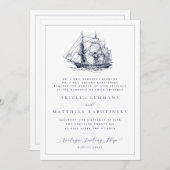 Invitation Mariage hébreu à deux côtés du navire nautique (Devant / Derrière)