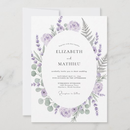 Invitation Mariage Herbal Doux Lavande (Devant)