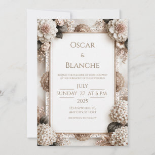 Invitation Mariage Héritage Hydrangea Ivoire