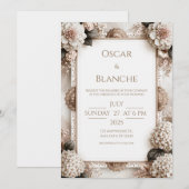 Invitation Mariage Héritage Hydrangea Ivoire (Devant / Derrière)
