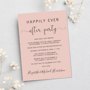 Invitation Mariage Heureux à tout jamais Photo Réception Rose