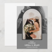 Invitation Mariage heureux en gris simple (Devant / Derrière)