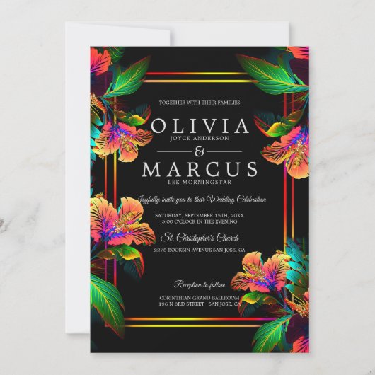 Invitation Mariage | Hibiscus Tropical Merveilleux (Devant)
