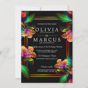 Invitation Mariage   Hibiscus Tropical Néon Époustouflant