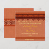 Invitation mariage hindou à brocart rouge clair (Devant / Derrière)