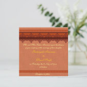 Invitation mariage hindou à brocart rouge clair (Debout devant)