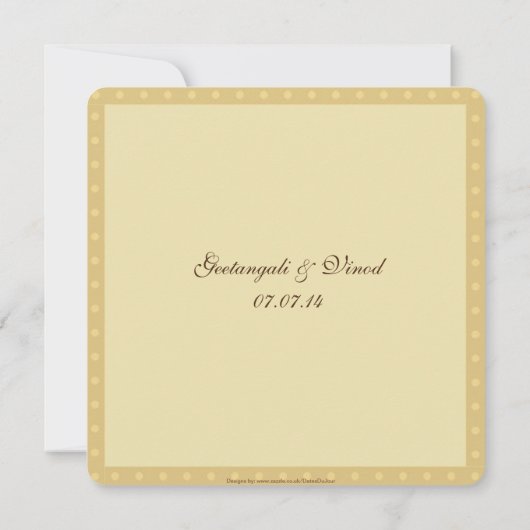 Invitation Mariage hindou de paisley or (Dos)