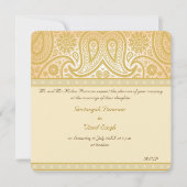 Invitation Mariage hindou de paisley or (Devant)
