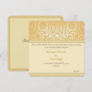 Invitation Mariage hindou de paisley or