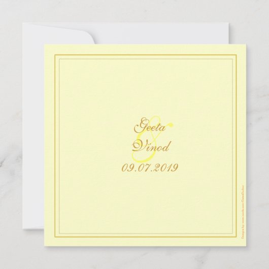 Invitation Mariage hindou d'or (Dos)