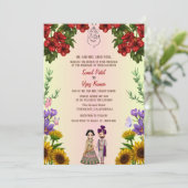Invitation Mariage hindou indien Ganesha Floral (Debout devant)
