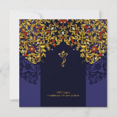 Invitation Mariage Hindou Lux Bijoux or rouge bleu (Dos)