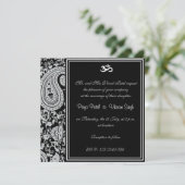 Invitation mariage hindou noir et blanc de Damas (Debout devant)