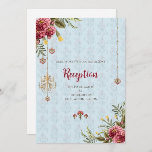 Invitation Mariage hindou numérique indien (Devant / Derrière)