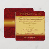 Invitation mariage hindoue de Paisley rouge et or (Devant / Derrière)