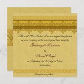 Invitation mariage hindu de brocade d'or (Devant / Derrière)