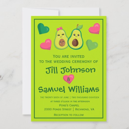 Invitation Mariage Hipster d'Avocado (Devant)