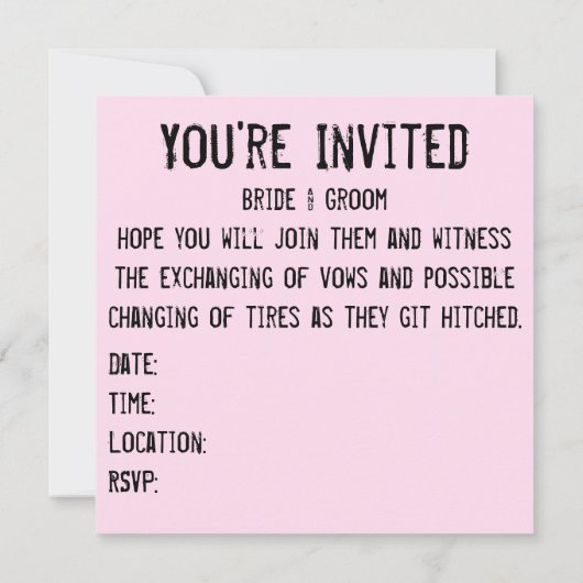 Invitation - Mariage - "Hitched" (Dos)