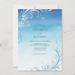 Invitation Mariage Hiver Eucalyptus Filigrane de Glace