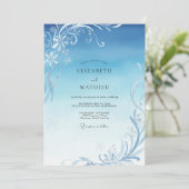 Invitation Mariage Hiver Eucalyptus Filigrane de Glace (Debout devant)