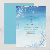 Invitation Mariage Hiver Eucalyptus Filigrane de Glace (Devant / Derrière)
