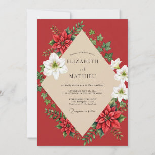 Invitation Mariage hivernal à l'eucalyptus atténué de poinset
