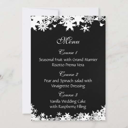 Invitation Mariage hivernal aux flocons noirs (Devant)
