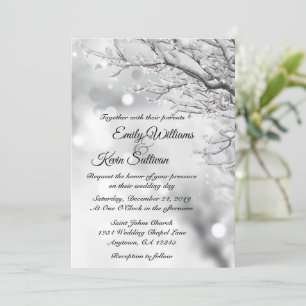 Invitation Mariage hivernal avec neige mousseuse et glace