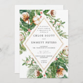 Invitation Mariage hivernal blanc blanc blanc de pin (Devant / Derrière)