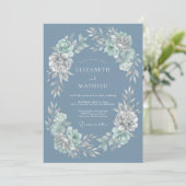 Invitation Mariage hivernal bleu acier croquant (Debout devant)