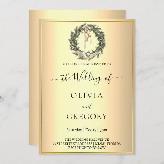 Invitation Mariage hivernal chic (Devant / Derrière)