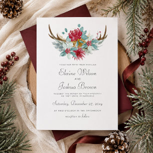 Invitation Mariage hivernal de cerf de forêt florale de bois