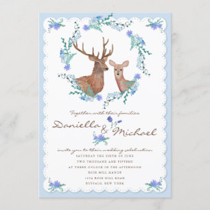 Invitation Mariage hivernal de Deers in Love Woodland