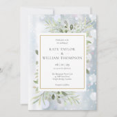 Invitation Mariage Hivernal de Flocons de Neige Feuillage Pho (Devant)