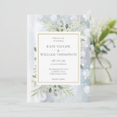 Invitation Mariage Hivernal de Flocons de Neige Feuillage Pho (Debout devant)