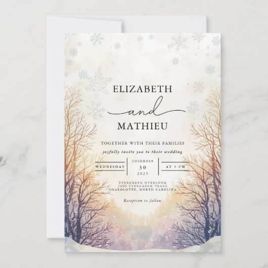 Invitation Mariage hivernal de la branche gelée (Devant)