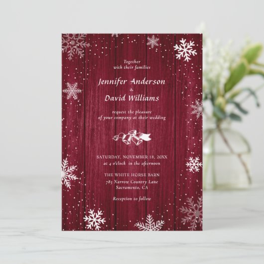 Invitation Mariage hivernal de la flamme des neiges en Bourgo (Debout devant)