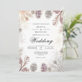 Invitation Mariage hivernal de Pinecone givré (Debout devant)