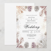 Invitation Mariage hivernal de Pinecone givré (Devant / Derrière)