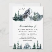 Invitation Mariage hivernal en aquarelle rustique en forêt de (Devant)