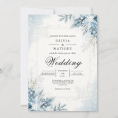 Invitation Mariage hivernal en fleurs congelées (Devant)