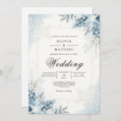 Invitation Mariage hivernal en fleurs congelées (Devant / Derrière)