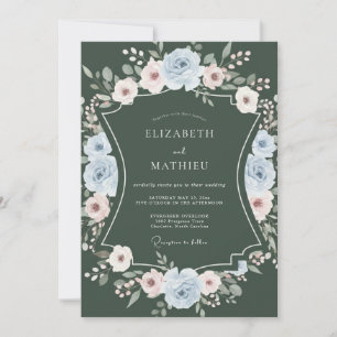 Invitation Mariage hivernal enchanteur vert forêt