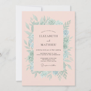 Invitation Mariage hivernal éthéré rose poudré