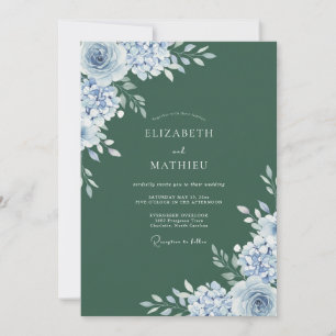Invitation Mariage hivernal éthéré vert forêt