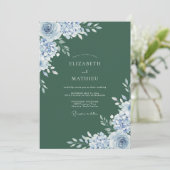Invitation Mariage hivernal éthéré vert forêt (Debout devant)