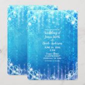 Invitation Mariage hivernal féodal scintillant bleu (Devant / Derrière)